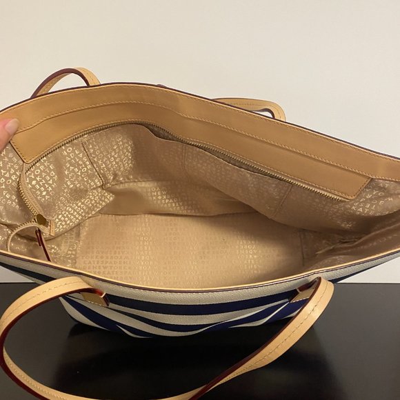 Kate Spade Tote Margareta Sawyer Street Blue and Ivory Stripe - Picture 6 of 9